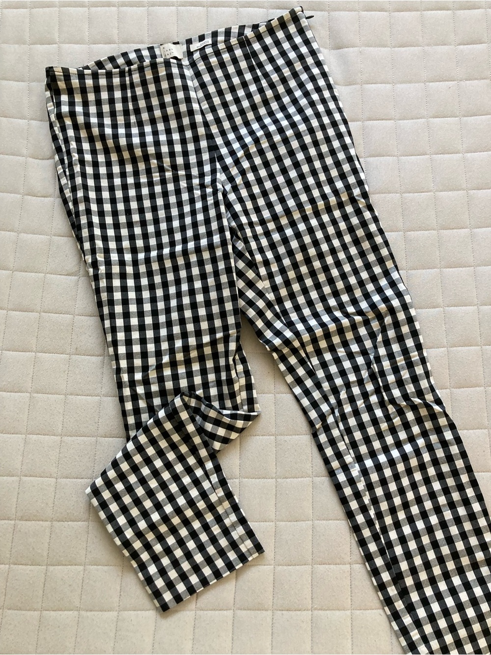 a new day Women’s Black and White Gingham Checkered Leggings -Stretch